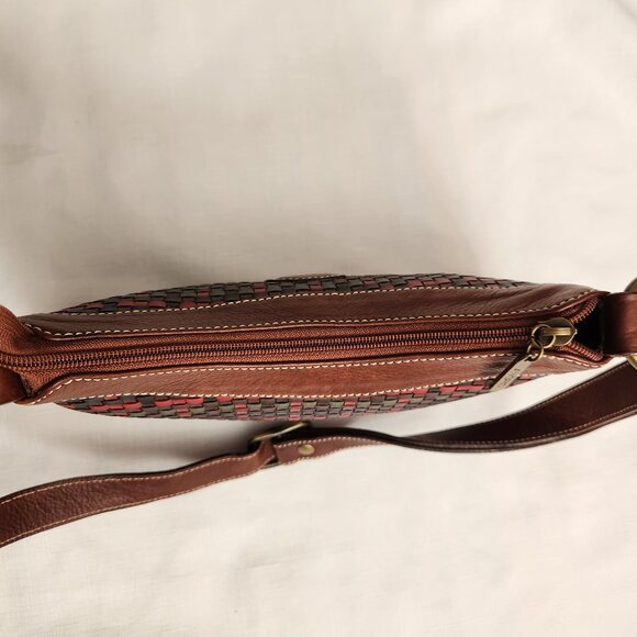 Vera Pelle Avorio Italy Leather Brown/ Multicolor Lady Crossbody/ Shoulder Purse - Picture 9 of 16